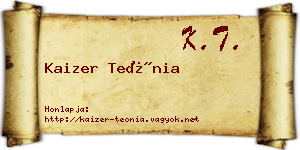 Kaizer Teónia névjegykártya